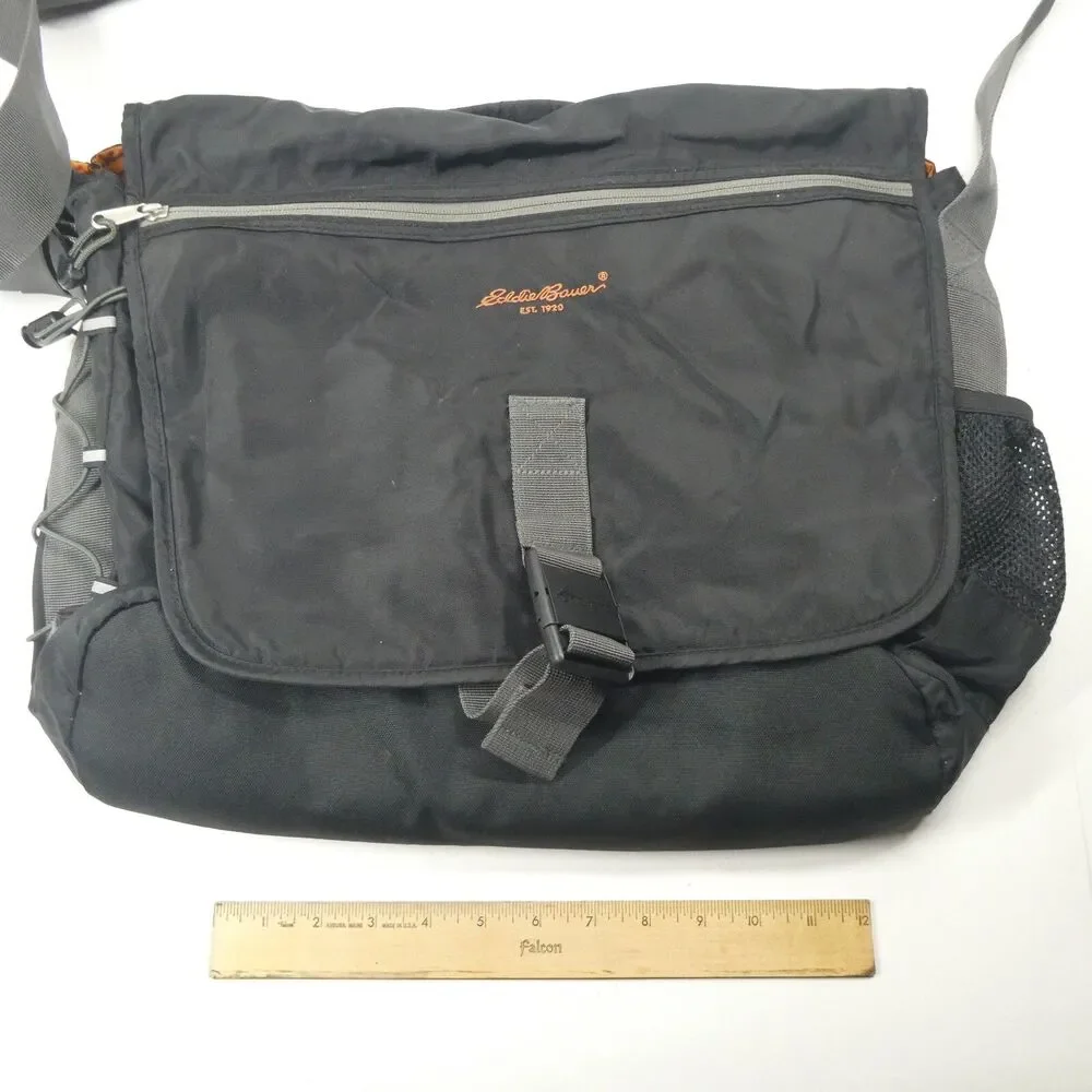 Eddie Bauer Messenger Laptop Bag Black Orange